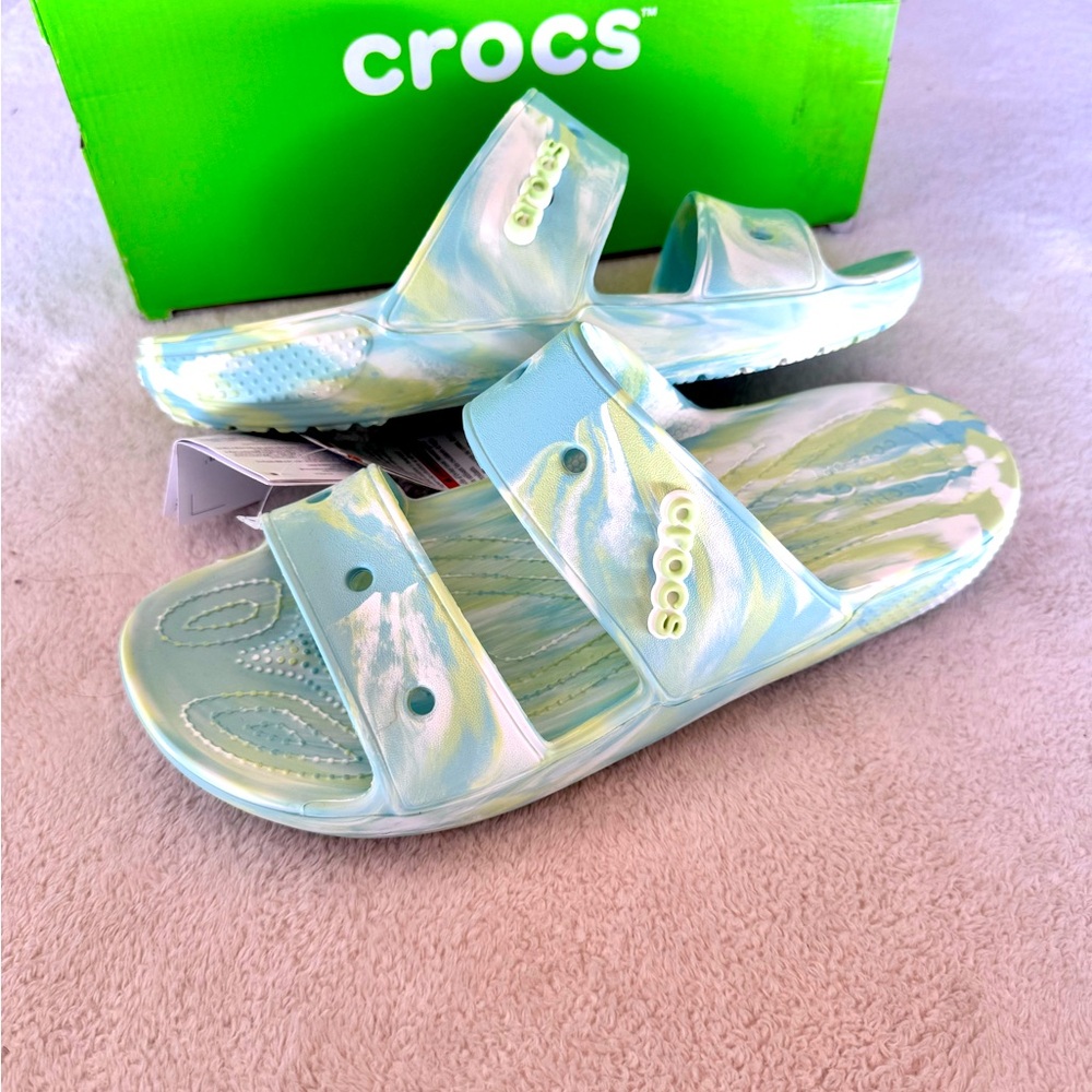 Crocs Classic Slide Sandal, Marbled Pure Water, M 10/W 12 NWT